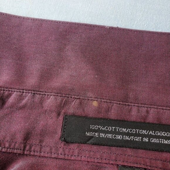 Vintage DKNY Iridescent Burgundy Shirt Y2K Minimalist Satin Button-Up 16.5 32/33 - Picture 4 of 5